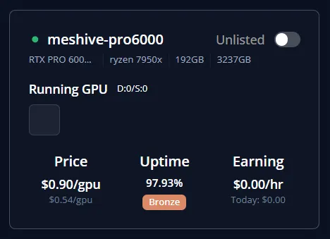 Listing the machine on the marketplace