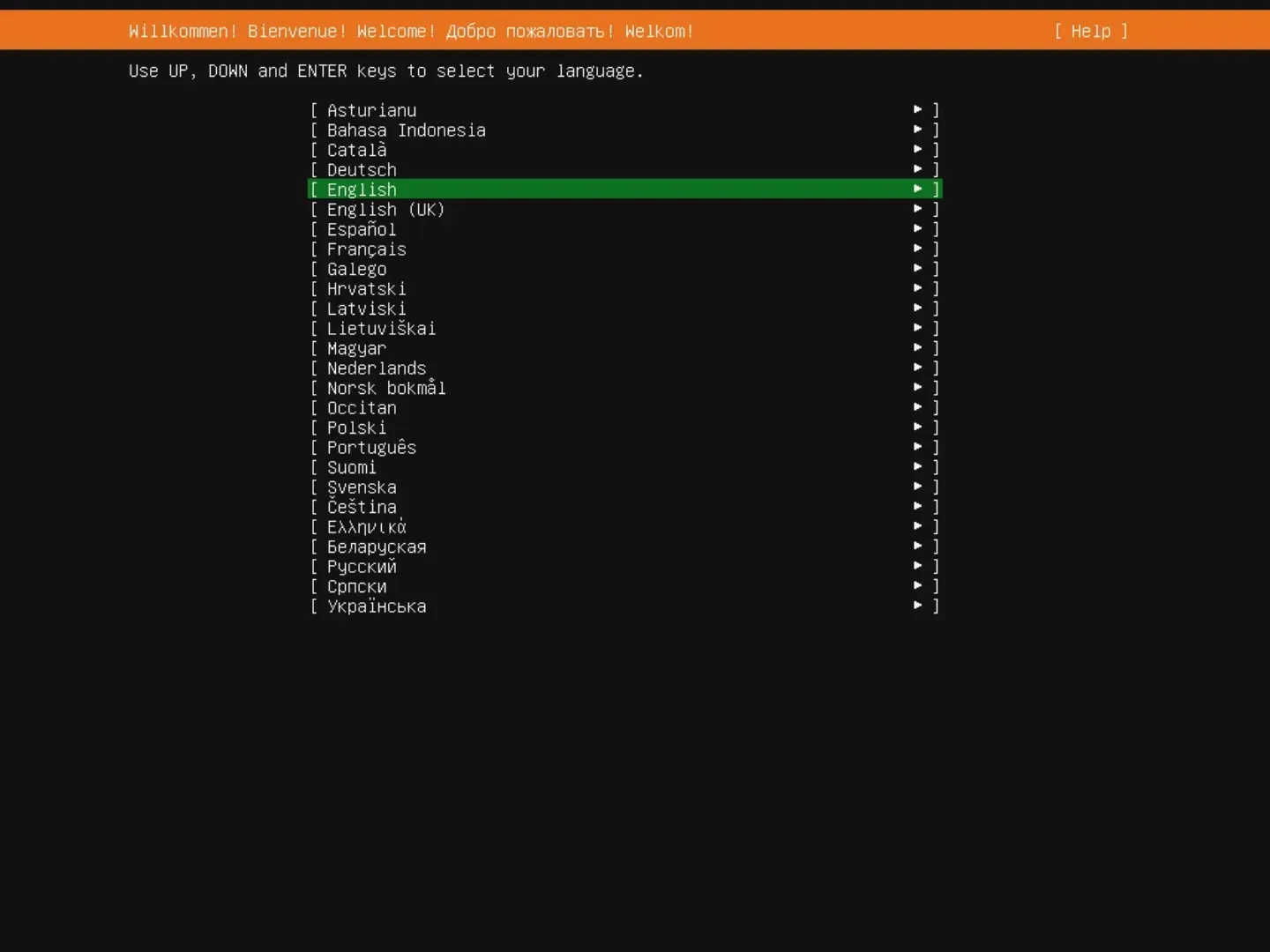 Step 1 — language selection
