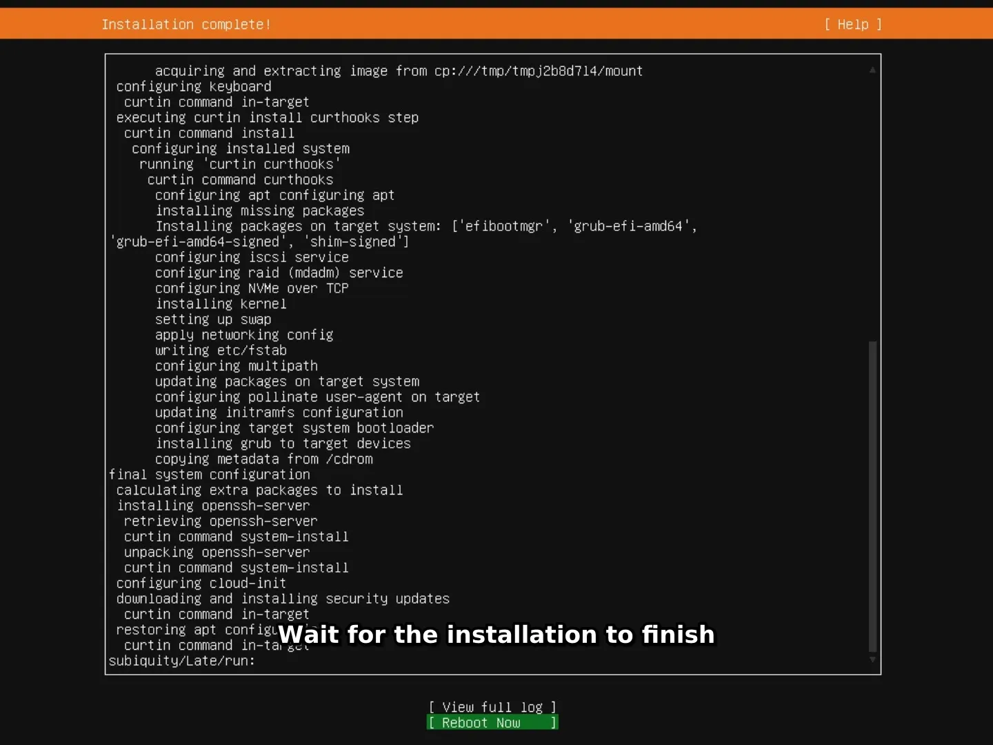 Step 16 — installation complete